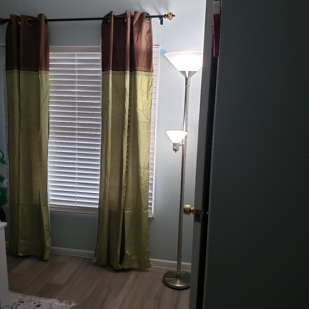 Curtain two  panels 83×76 color green and brown